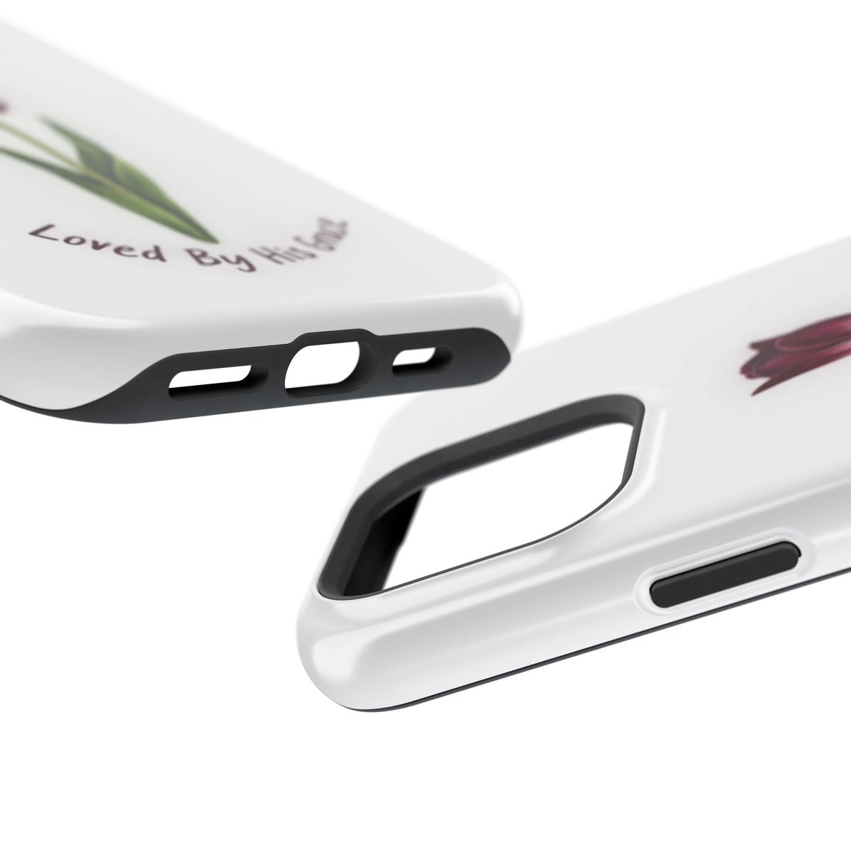 Impact-Resistant Phone Case — “Loved By His Grace” Tulip Design