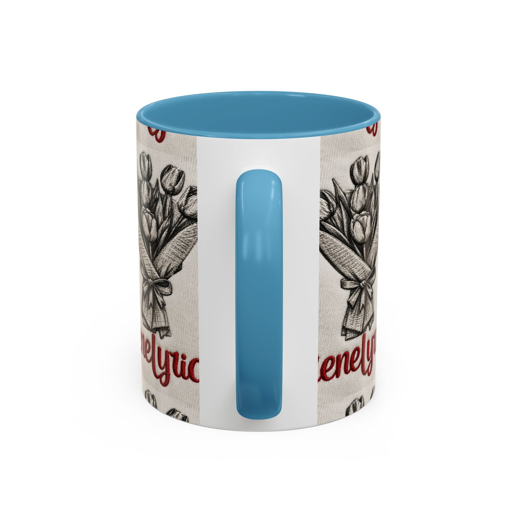 IreneLyrical Floral Accent Coffee Mug – Tulip Bouquet Design (11/15 oz)