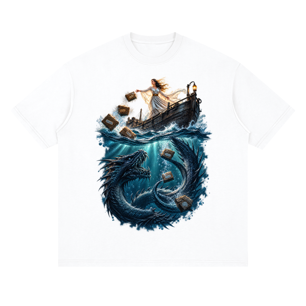 Streetwear Loose Drop Shoulder T-Shirt Sea of forgetfulness