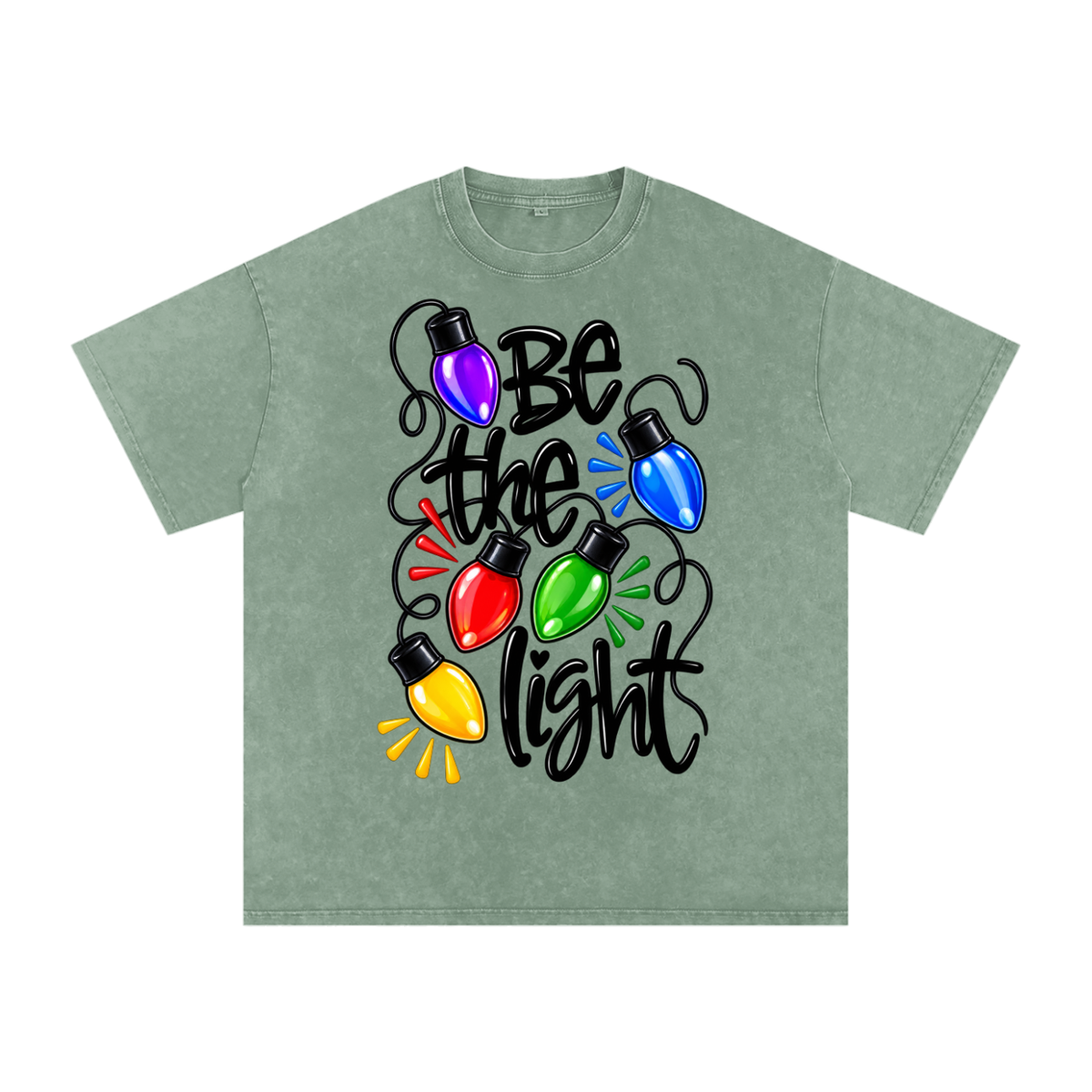 Snow Washed Oversized Cotton T-Shirt Be the light Christmas