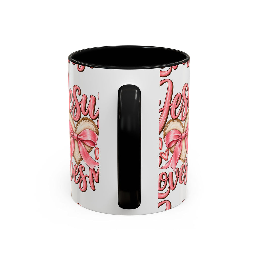 Jesus Loves Me Pink Heart Accent Coffee Mug – Christian Valentine Gift (11/15oz)