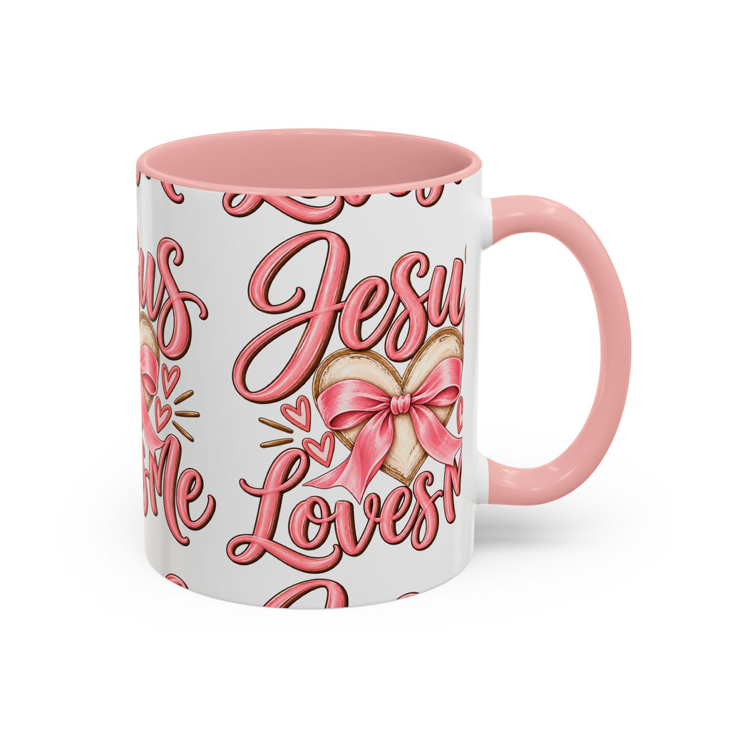 Jesus Loves Me Pink Heart Accent Coffee Mug – Christian Valentine Gift (11/15oz)