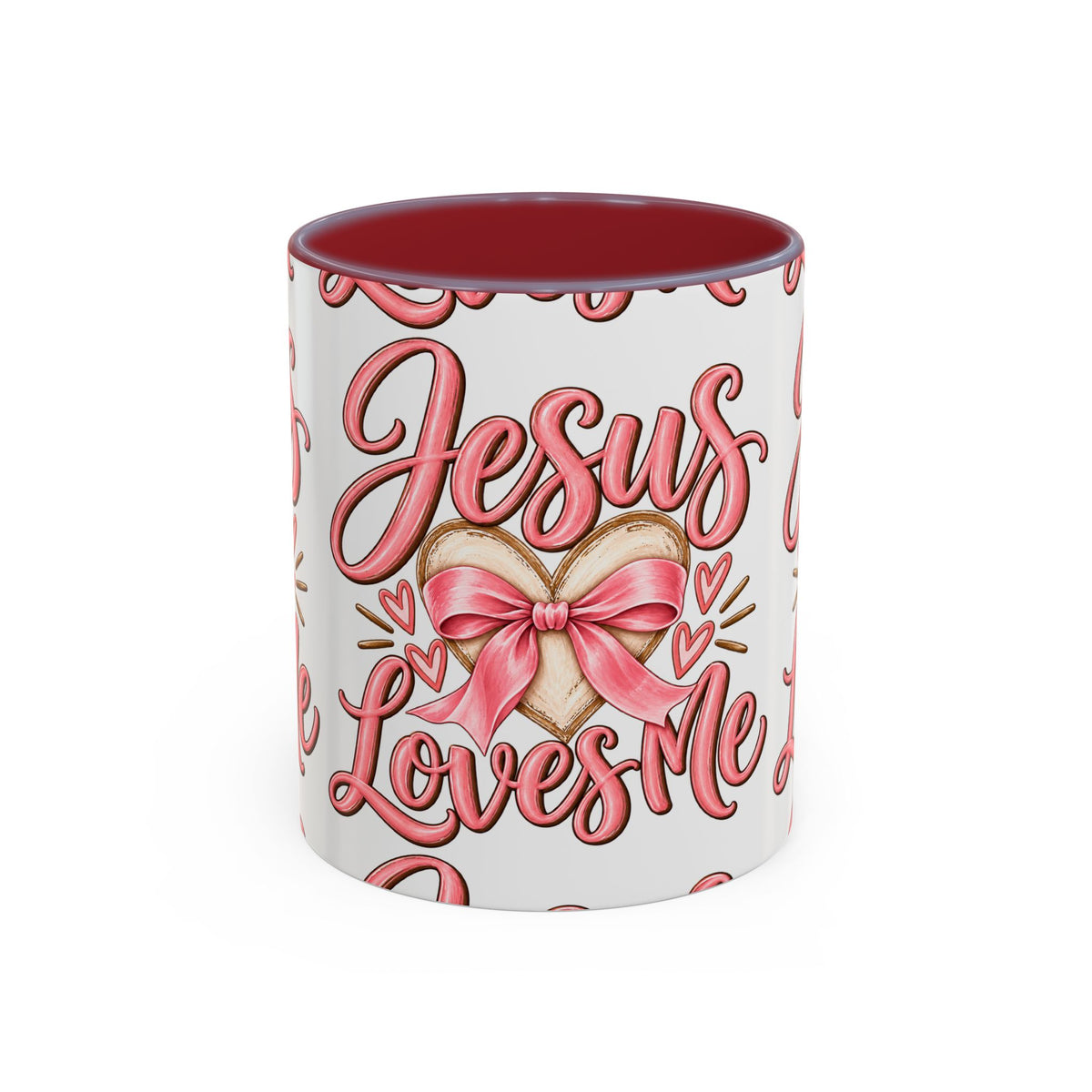 Jesus Loves Me Pink Heart Accent Coffee Mug – Christian Valentine Gift (11/15oz)