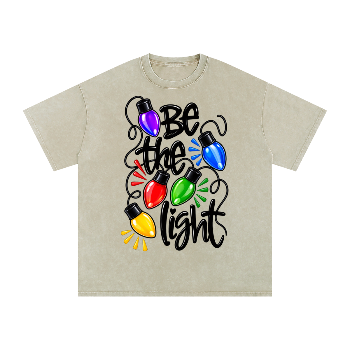 Snow Washed Oversized Cotton T-Shirt Be the light Christmas