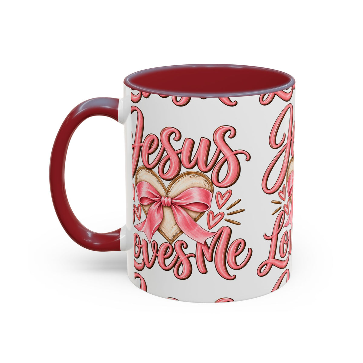Jesus Loves Me Pink Heart Accent Coffee Mug – Christian Valentine Gift (11/15oz)