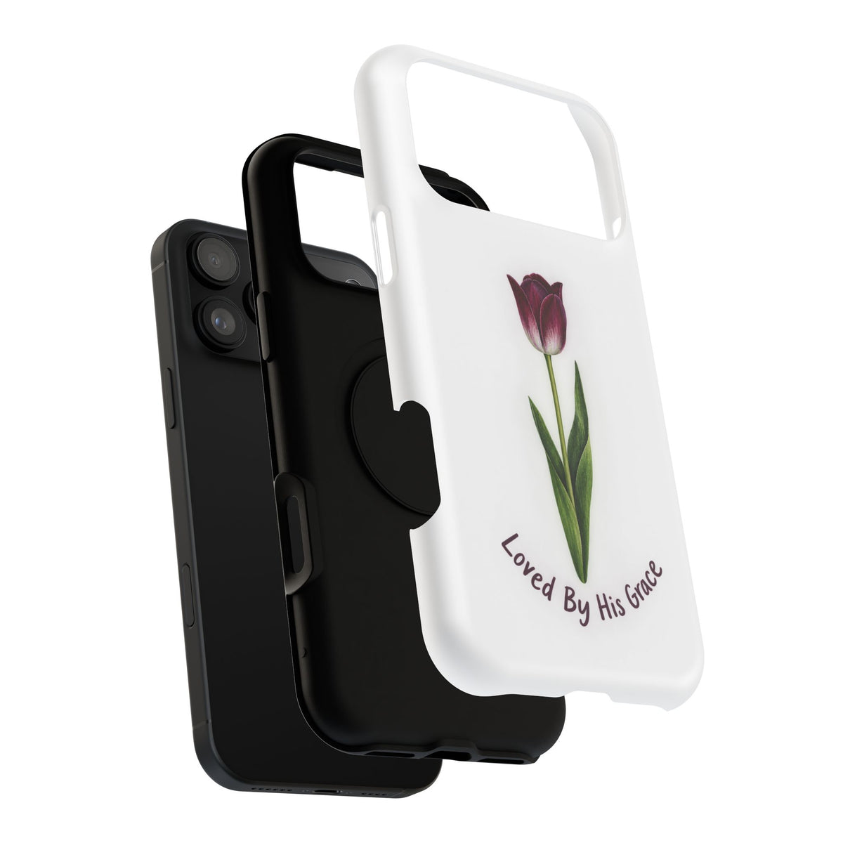 Impact-Resistant Phone Case — “Loved By His Grace” Tulip Design