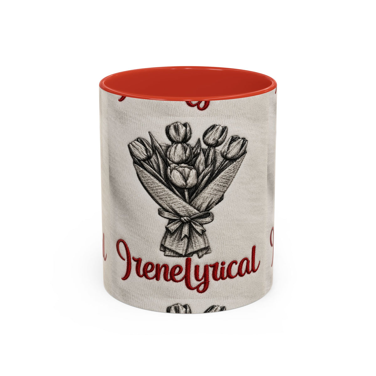 IreneLyrical Floral Accent Coffee Mug – Tulip Bouquet Design (11/15 oz)