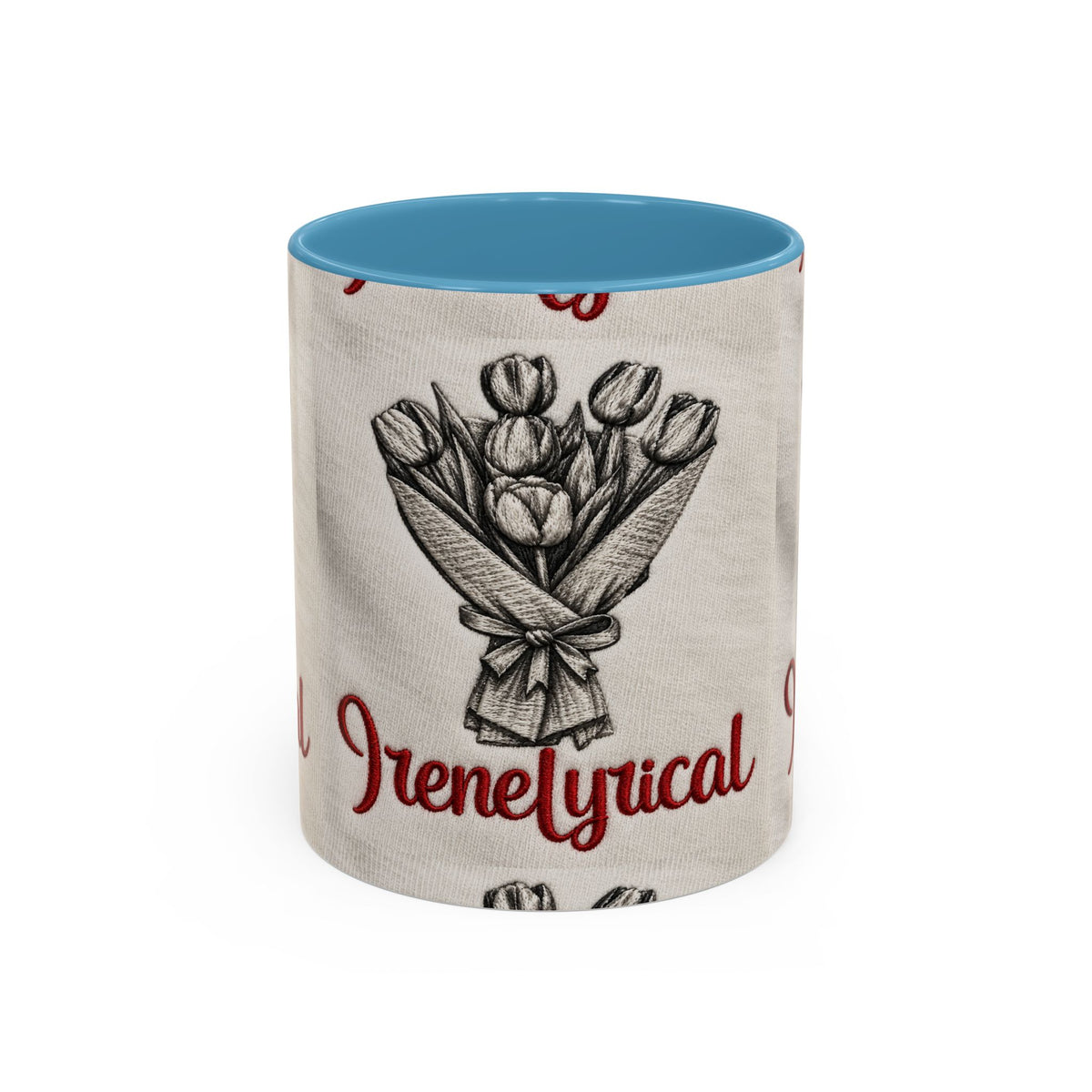 IreneLyrical Floral Accent Coffee Mug – Tulip Bouquet Design (11/15 oz)