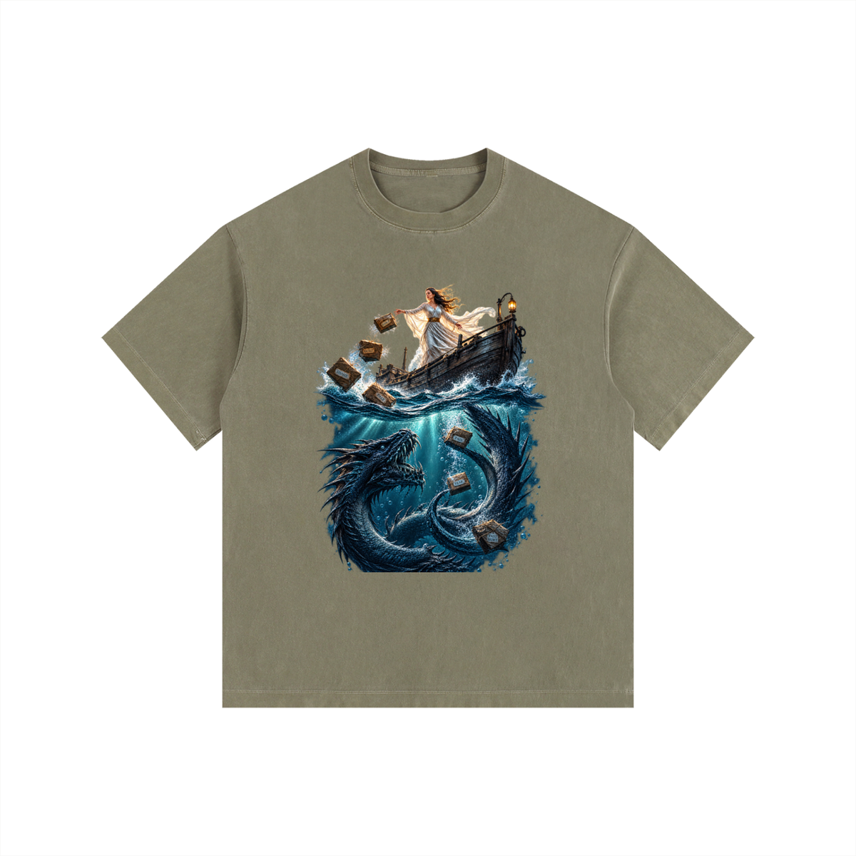 Vintage Washed Oversized Cotton T-Shirt Sea of forgetfulness