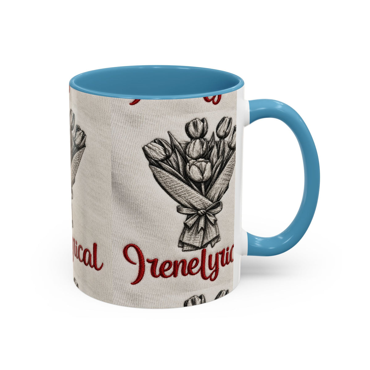 IreneLyrical Floral Accent Coffee Mug – Tulip Bouquet Design (11/15 oz)