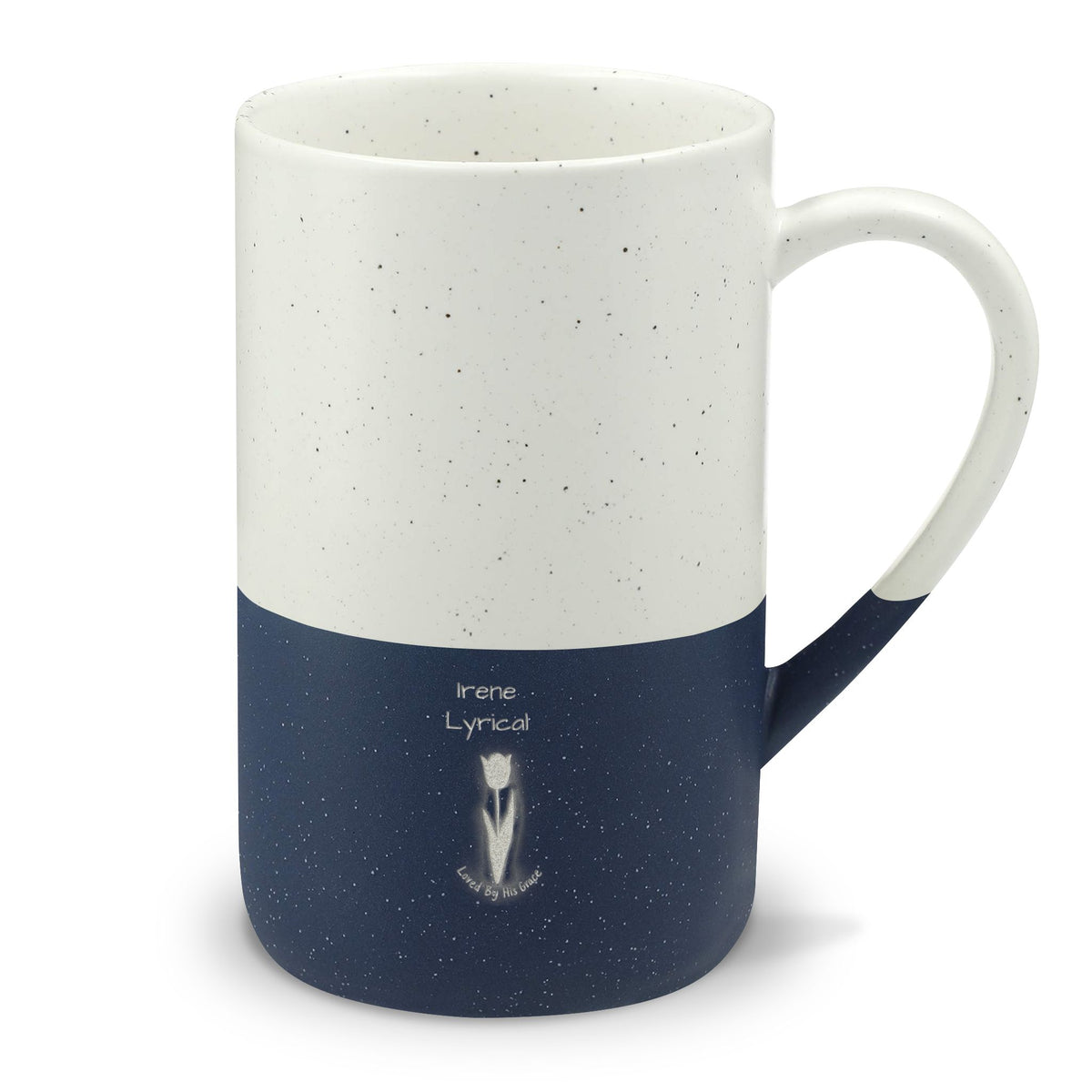 Speckled Ceramic Coffee Mug — 13oz Two-Tone Engraved 'Lyricd' Design