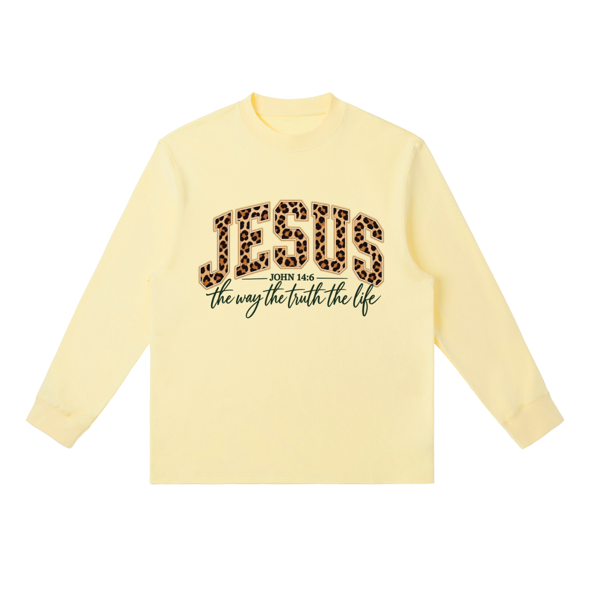 Essential Crewneck Long-Sleeve T-Shirt Jesus is the way,truth,life