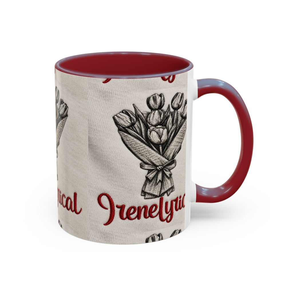 IreneLyrical Floral Accent Coffee Mug – Tulip Bouquet Design (11/15 oz)
