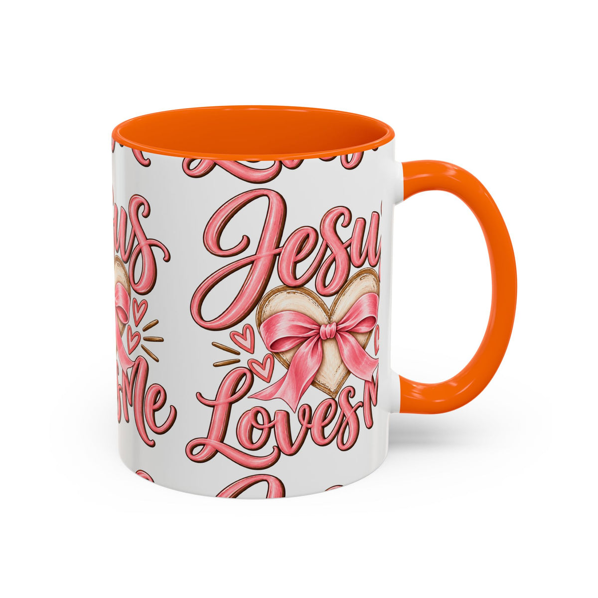 Jesus Loves Me Pink Heart Accent Coffee Mug – Christian Valentine Gift (11/15oz)