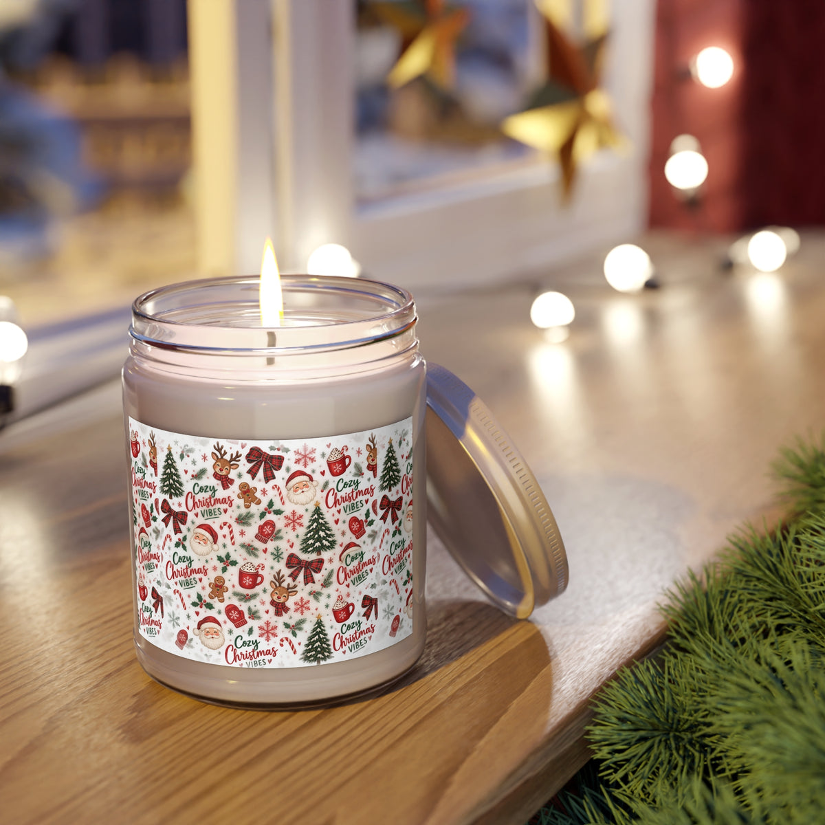Christmas Cozy Soy Candle — 9oz Scented Jar ("Cozy Christmas Wishes")