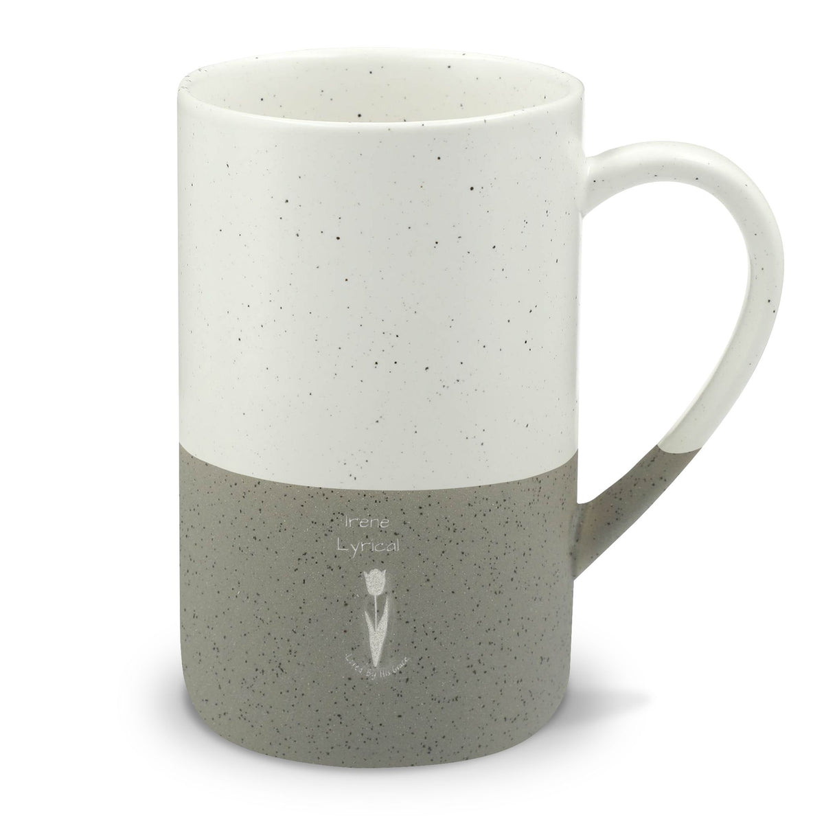Speckled Ceramic Coffee Mug — 13oz Two-Tone Engraved 'Lyricd' Design