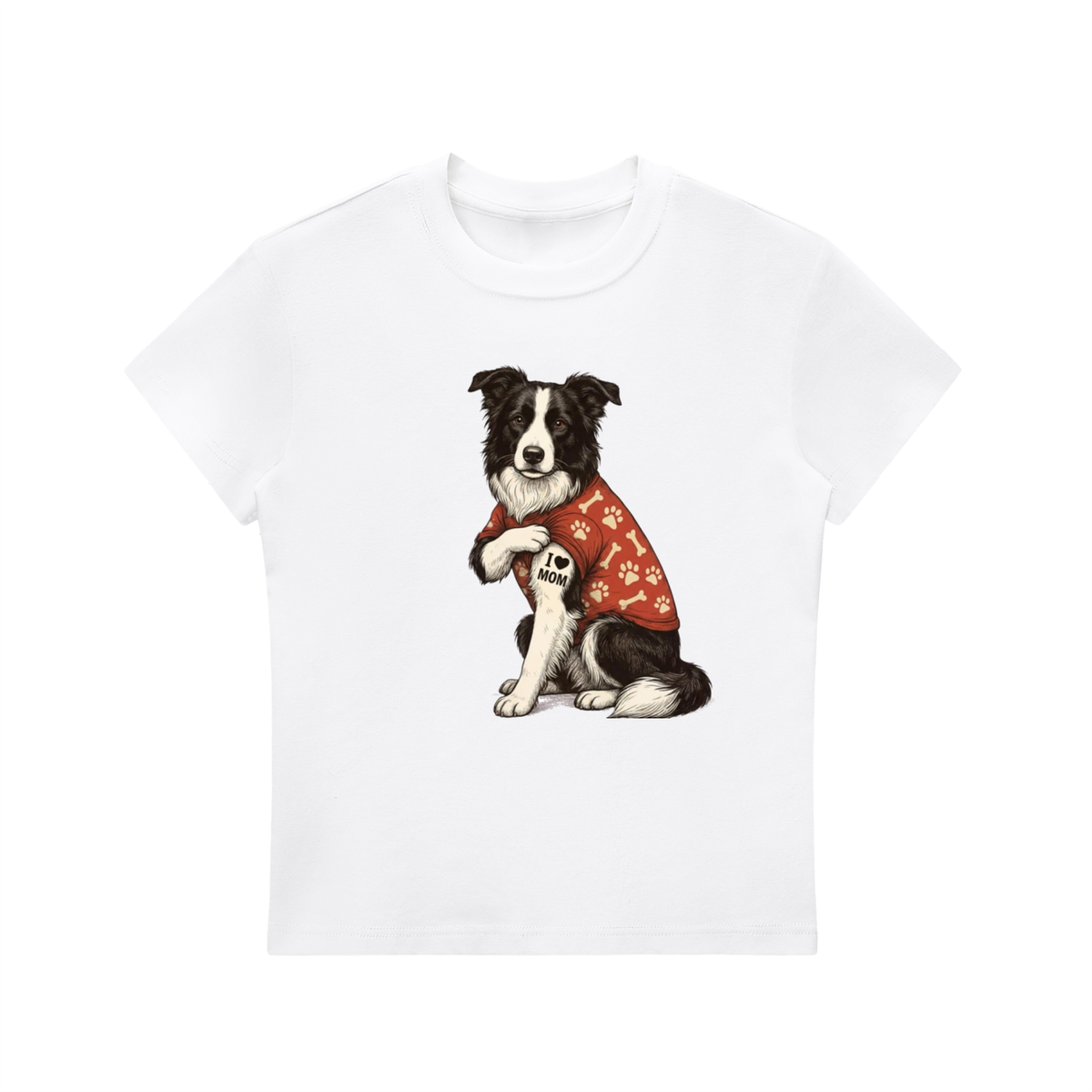 Essential Bodycon Crewneck T-Shirt border collie mom tattoo