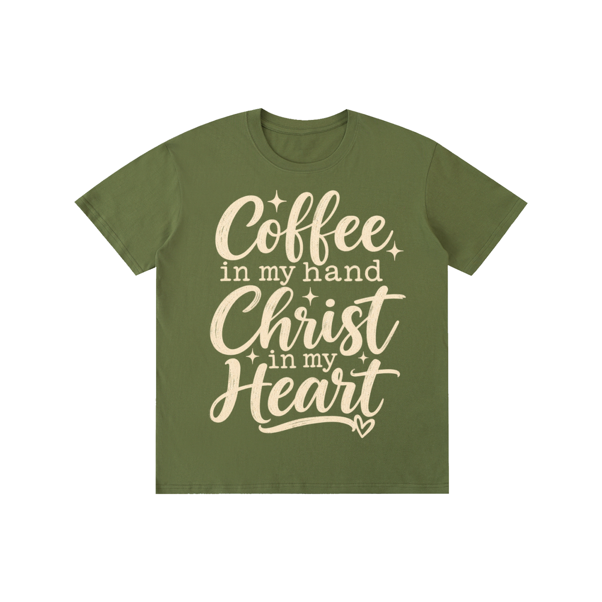 Pure Cotton Unisex T-Shirt Coffee in my hand Christ in my heart
