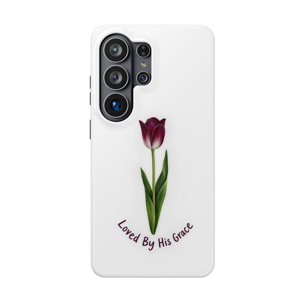 Impact-Resistant Phone Case — “Loved By His Grace” Tulip Design