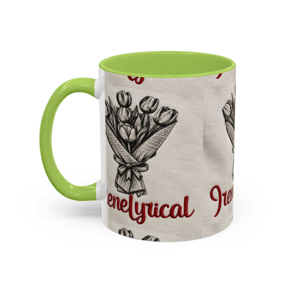 IreneLyrical Floral Accent Coffee Mug – Tulip Bouquet Design (11/15 oz)