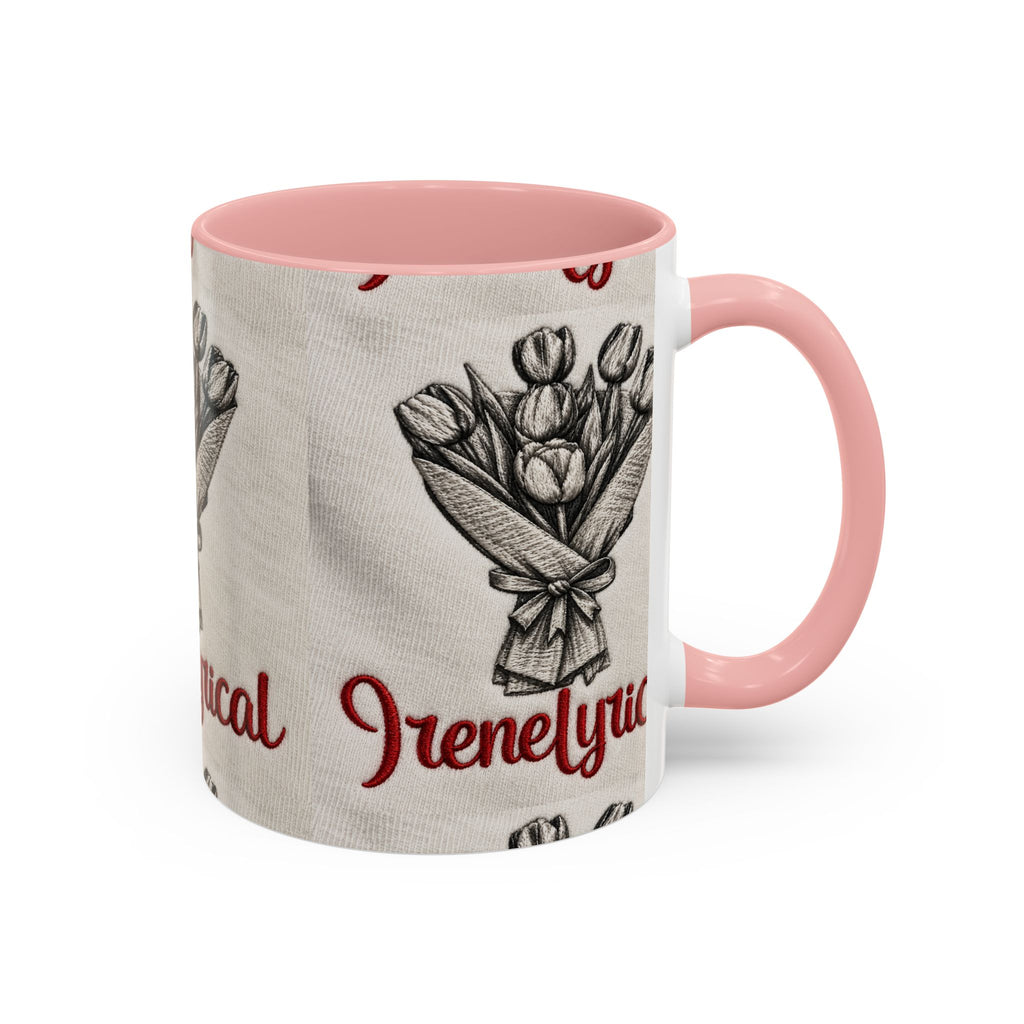 IreneLyrical Floral Accent Coffee Mug – Tulip Bouquet Design (11/15 oz)