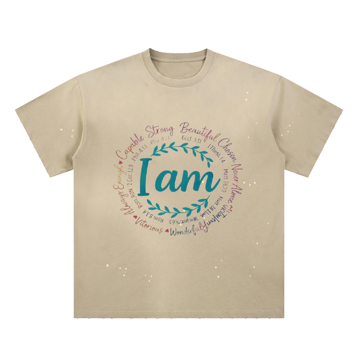 Hand-Frayed Sunfade Paint Splatter T-Shirt I am