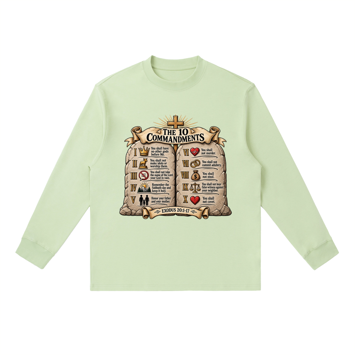 Essential Crewneck Long-Sleeve T-Shirt 10 commandments