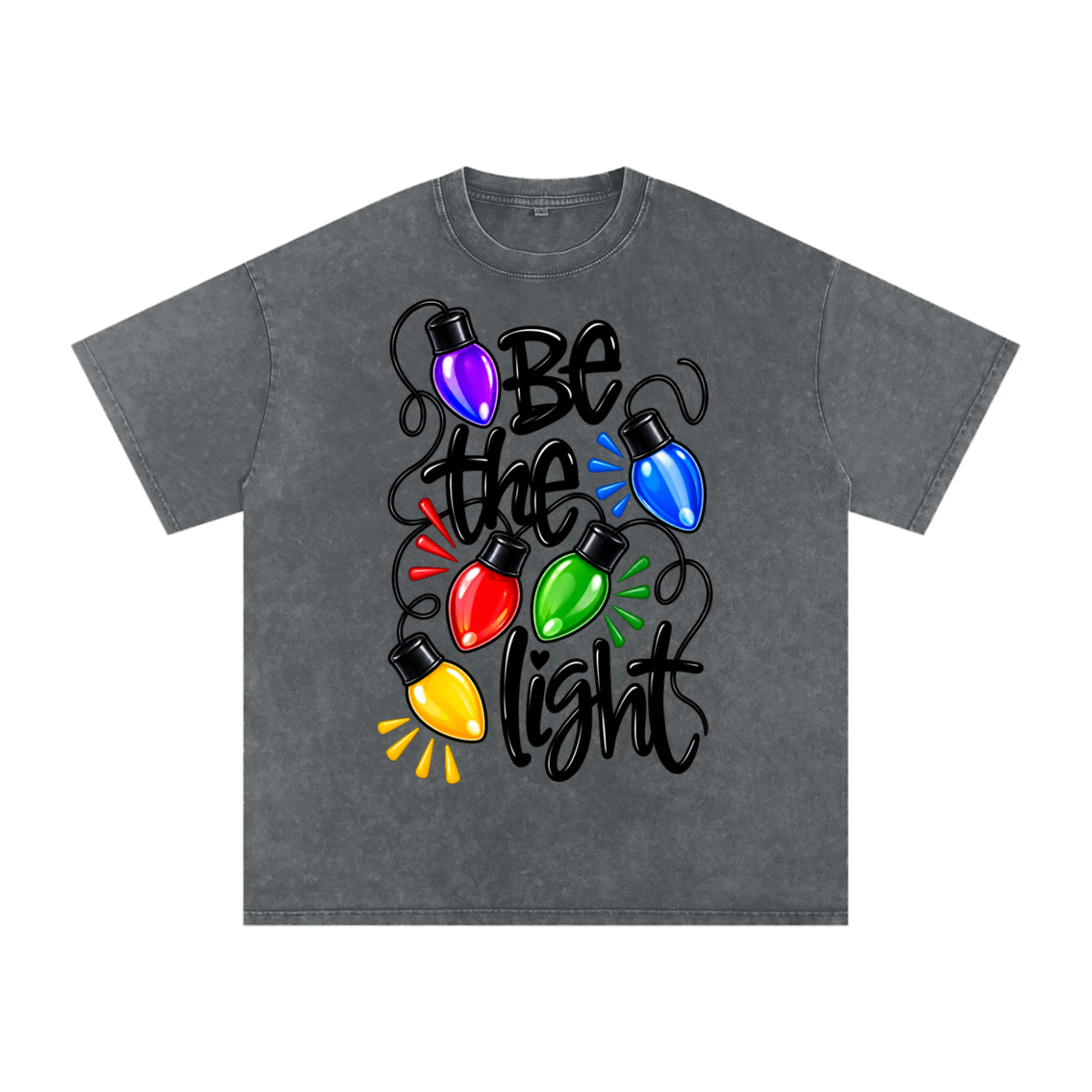 Snow Washed Oversized Cotton T-Shirt Be the light Christmas