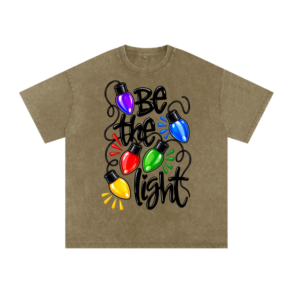 Snow Washed Oversized Cotton T-Shirt Be the light Christmas