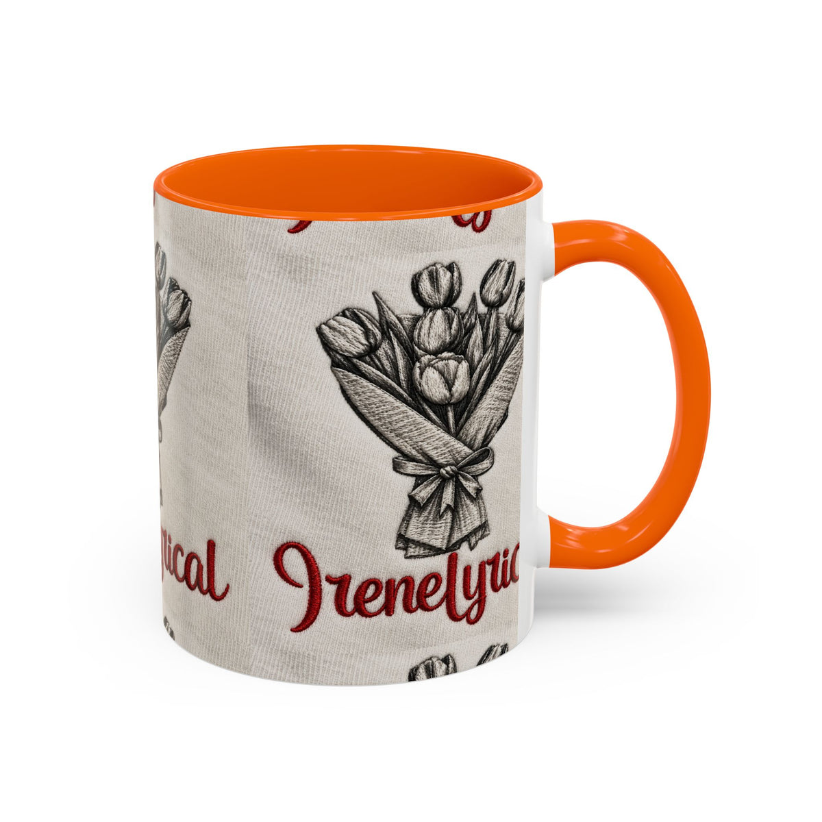 IreneLyrical Floral Accent Coffee Mug – Tulip Bouquet Design (11/15 oz)