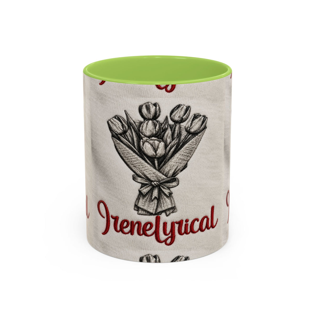 IreneLyrical Floral Accent Coffee Mug – Tulip Bouquet Design (11/15 oz)