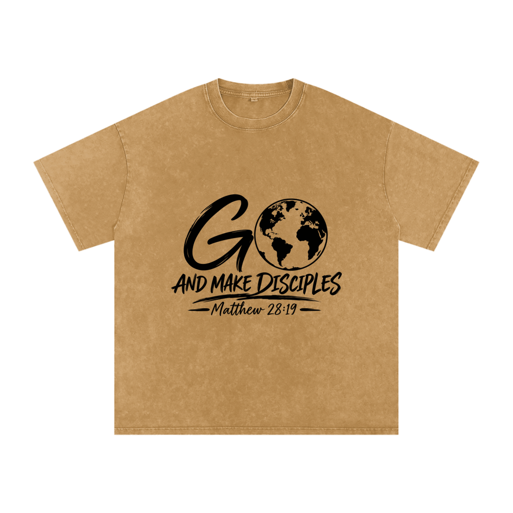 Snow Washed Oversized Cotton T-Shirt Go Make disciples
