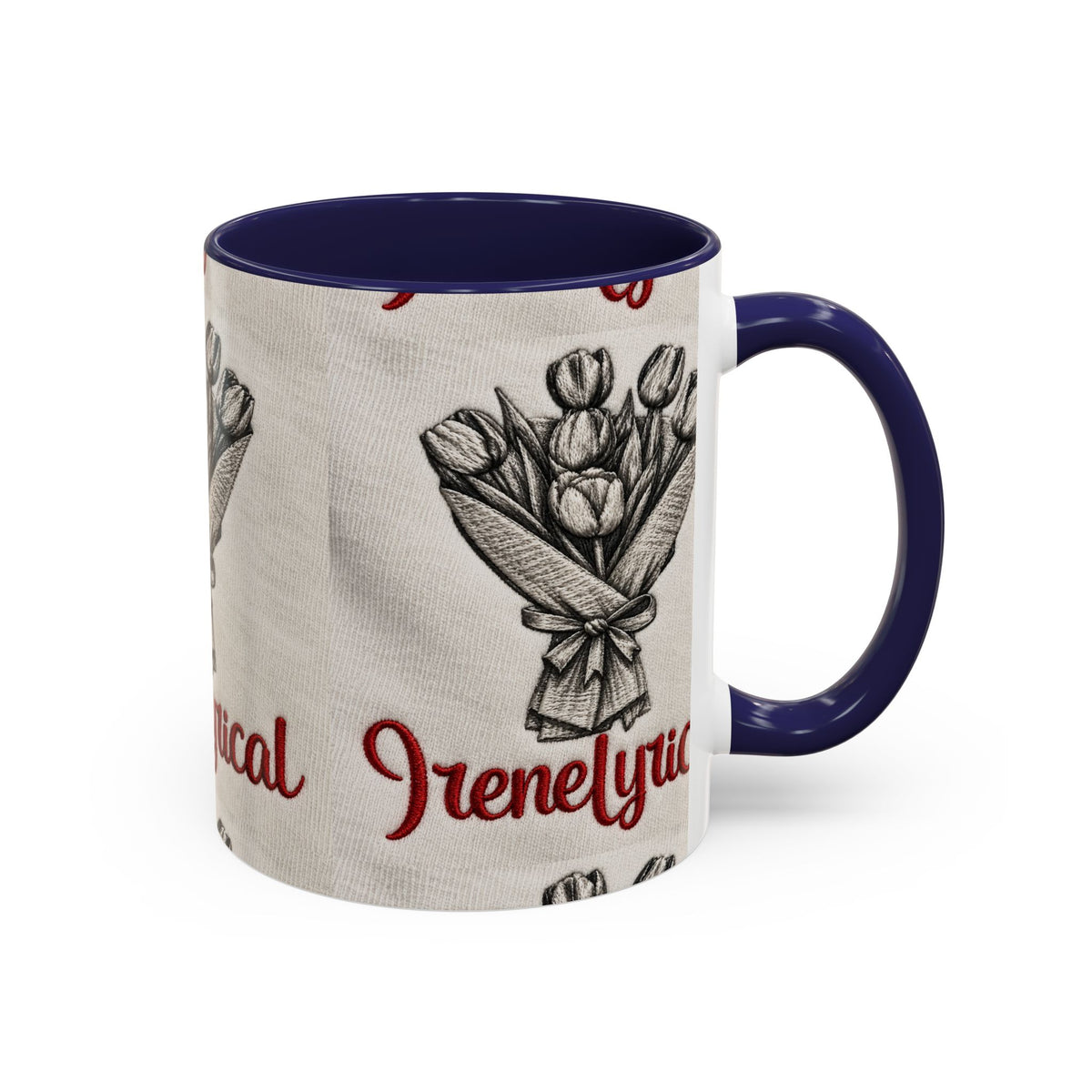 IreneLyrical Floral Accent Coffee Mug – Tulip Bouquet Design (11/15 oz)