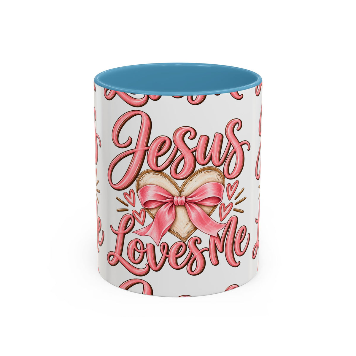 Jesus Loves Me Pink Heart Accent Coffee Mug – Christian Valentine Gift (11/15oz)