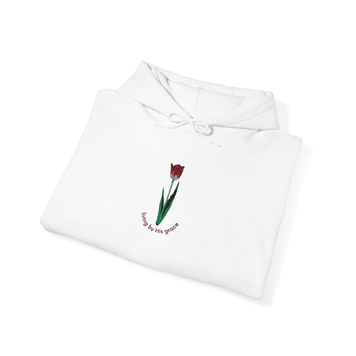Tulip Embroidered Hoodie – Minimal Floral "I Love You" Sweatshirt