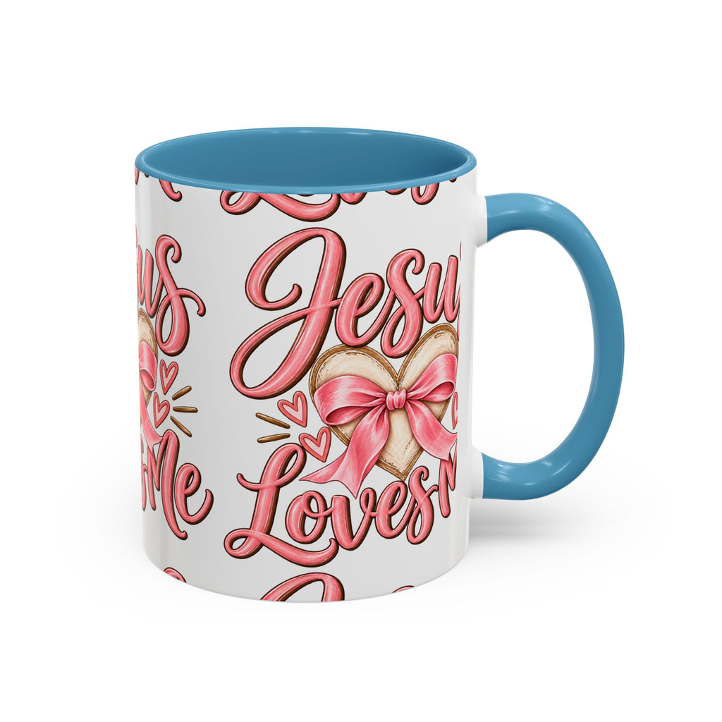 Jesus Loves Me Pink Heart Accent Coffee Mug – Christian Valentine Gift (11/15oz)