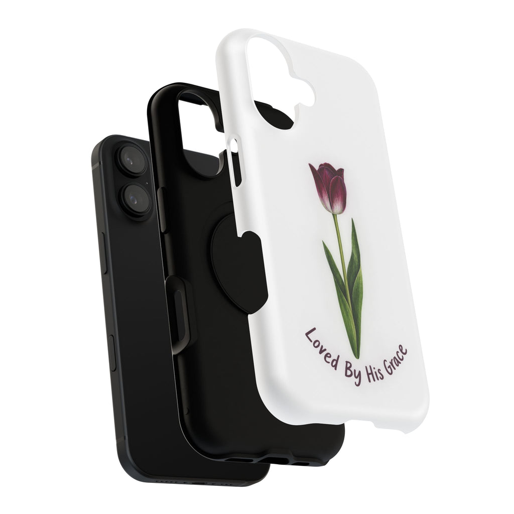 Impact-Resistant Phone Case — “Loved By His Grace” Tulip Design
