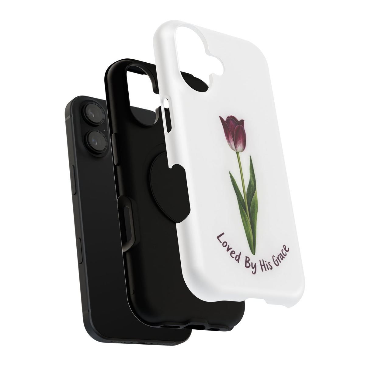 Impact-Resistant Phone Case — “Loved By His Grace” Tulip Design