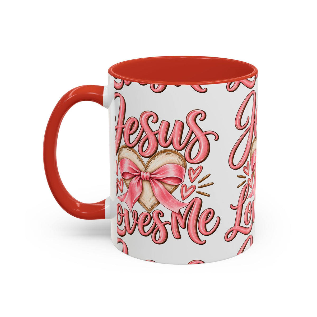 Jesus Loves Me Pink Heart Accent Coffee Mug – Christian Valentine Gift (11/15oz)