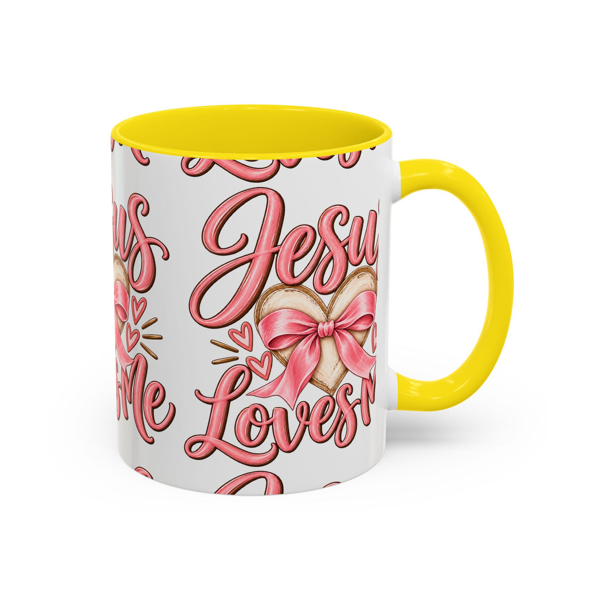 Jesus Loves Me Pink Heart Accent Coffee Mug – Christian Valentine Gift (11/15oz)