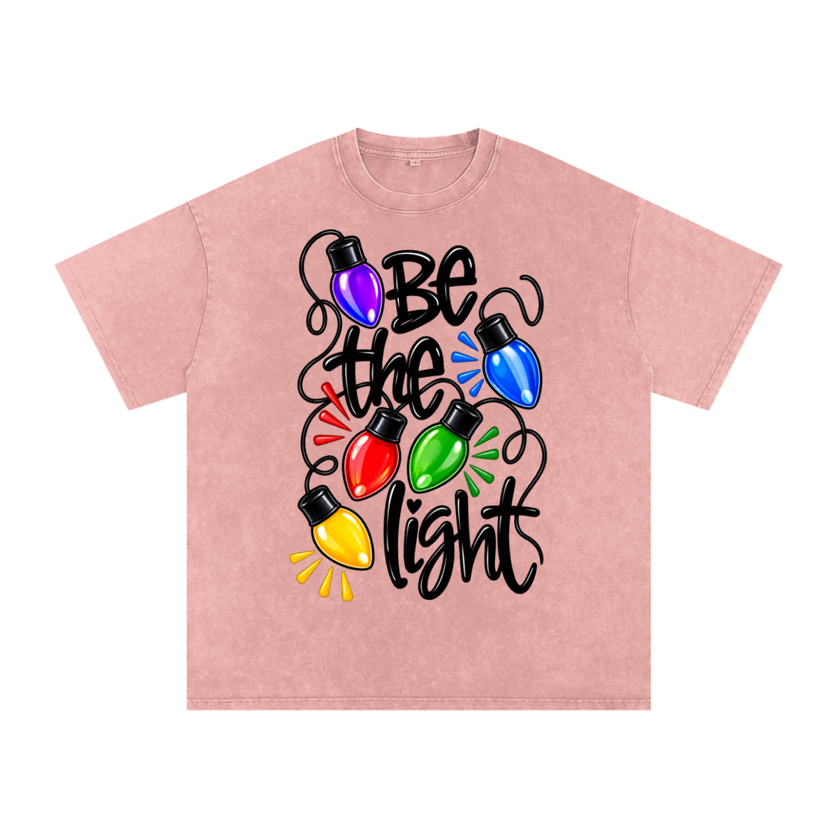 Snow Washed Oversized Cotton T-Shirt Be the light Christmas