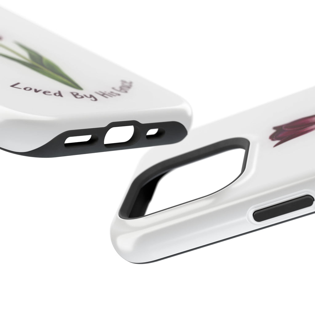 Impact-Resistant Phone Case — “Loved By His Grace” Tulip Design