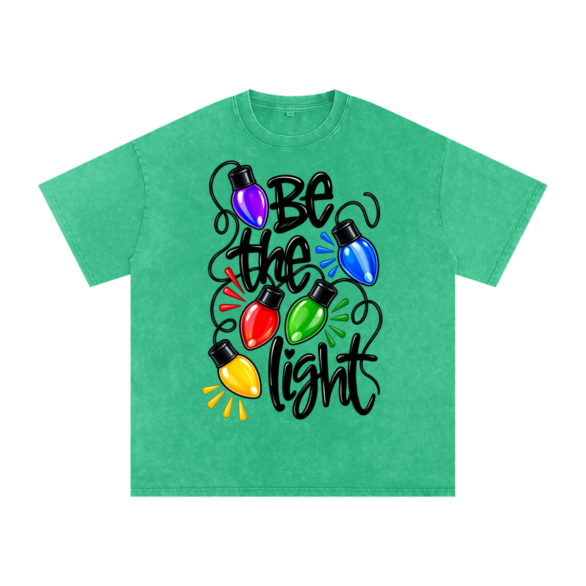 Snow Washed Oversized Cotton T-Shirt Be the light Christmas