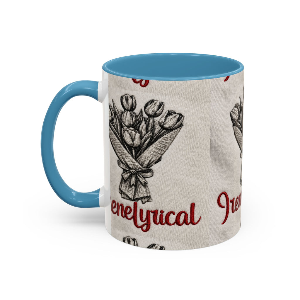 IreneLyrical Floral Accent Coffee Mug – Tulip Bouquet Design (11/15 oz)