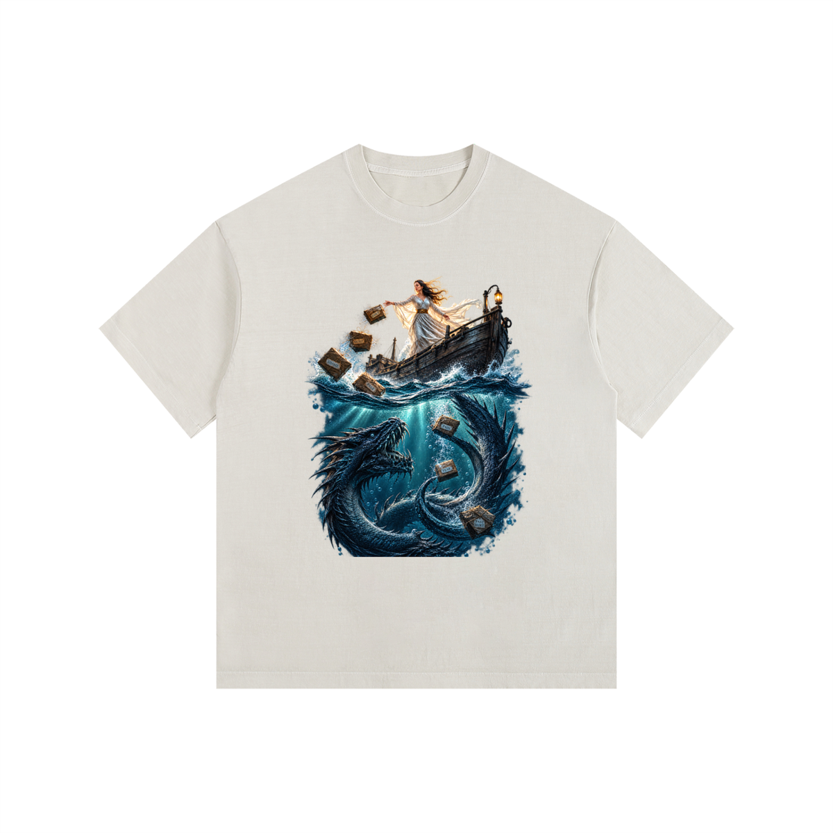 Vintage Washed Oversized Cotton T-Shirt Sea of forgetfulness