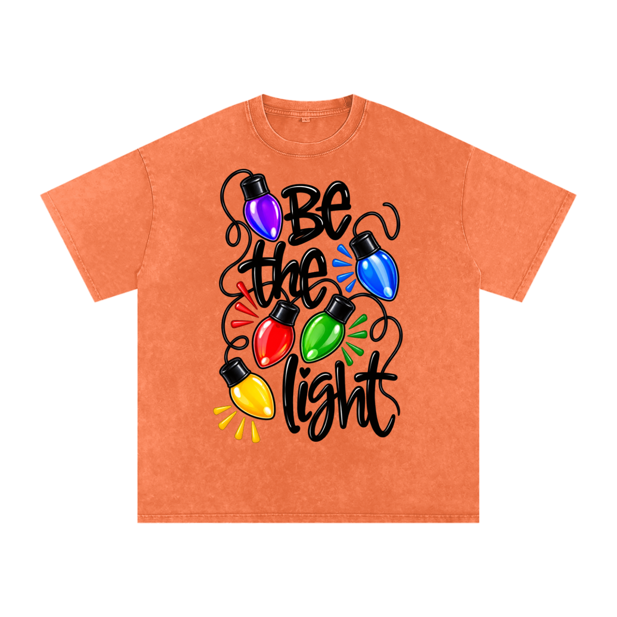 Snow Washed Oversized Cotton T-Shirt Be the light Christmas