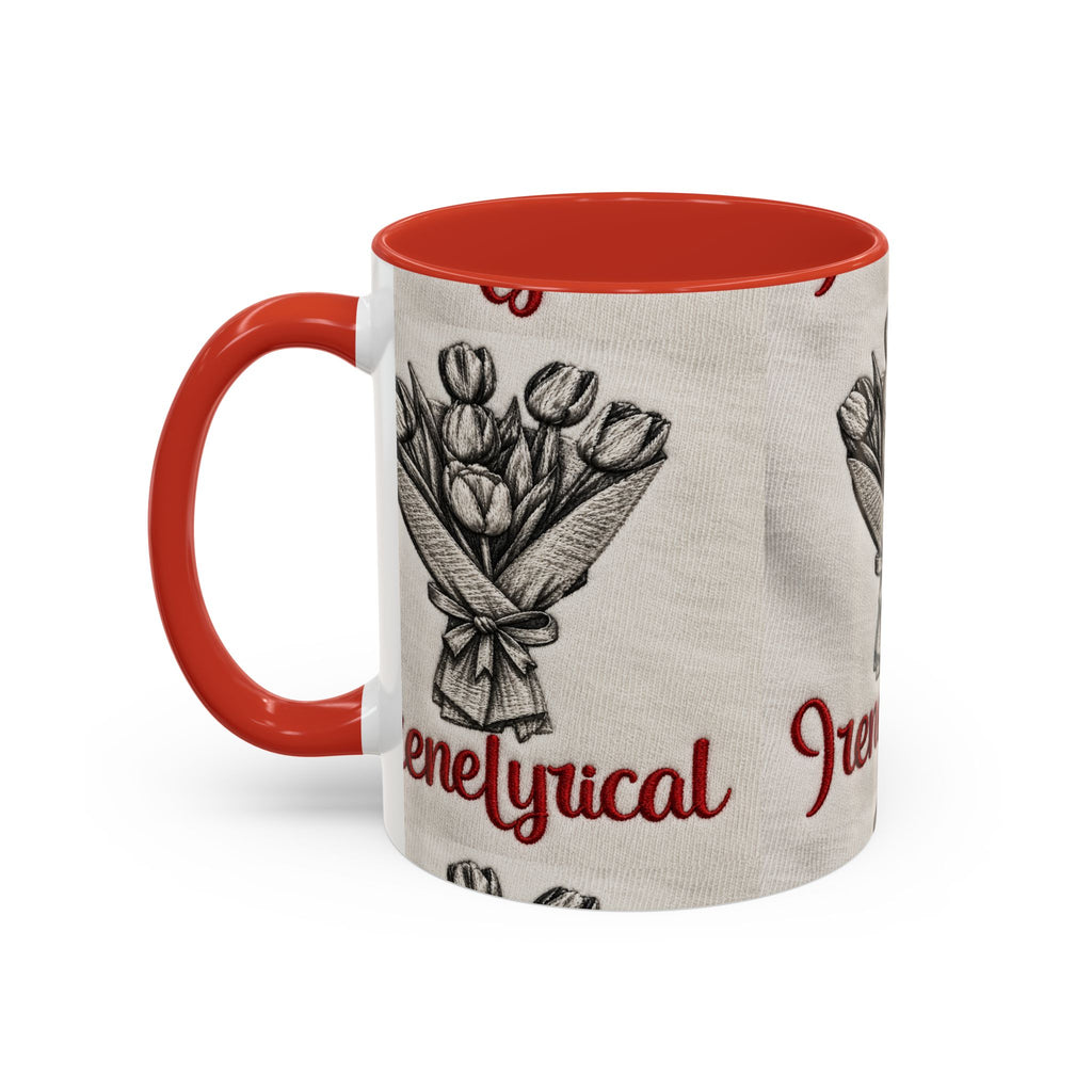 IreneLyrical Floral Accent Coffee Mug – Tulip Bouquet Design (11/15 oz)