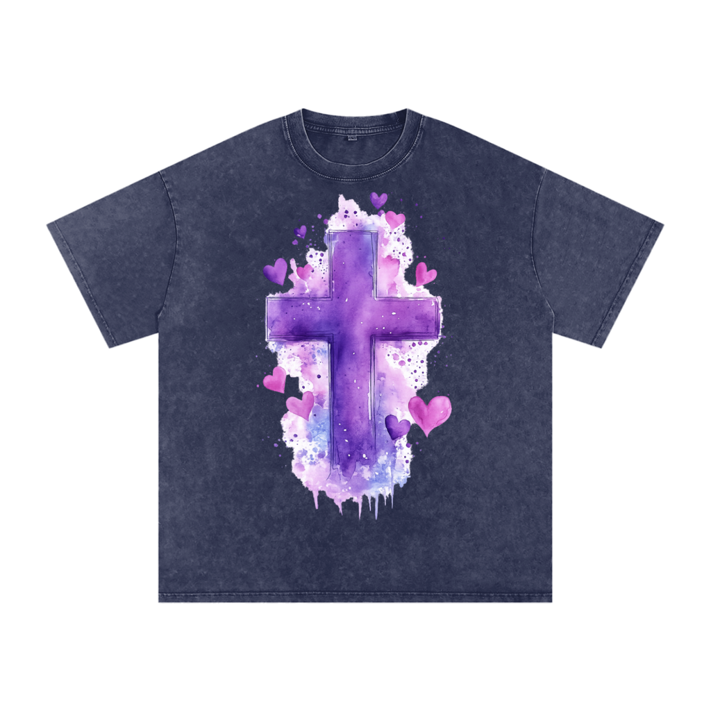 Snow Washed Oversized Cotton T-Shirt