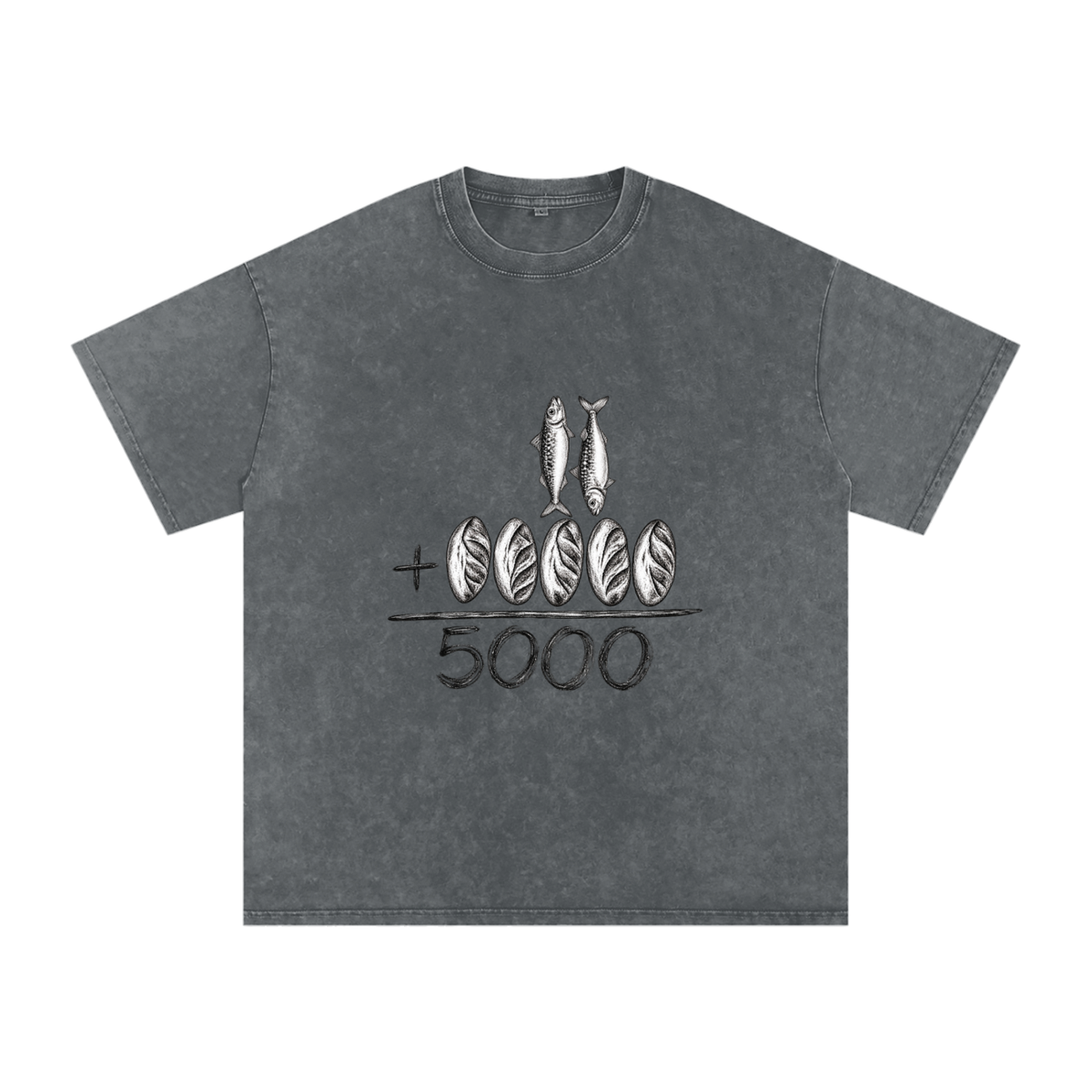 Snow Washed Oversized Cotton T-Shirt 5000