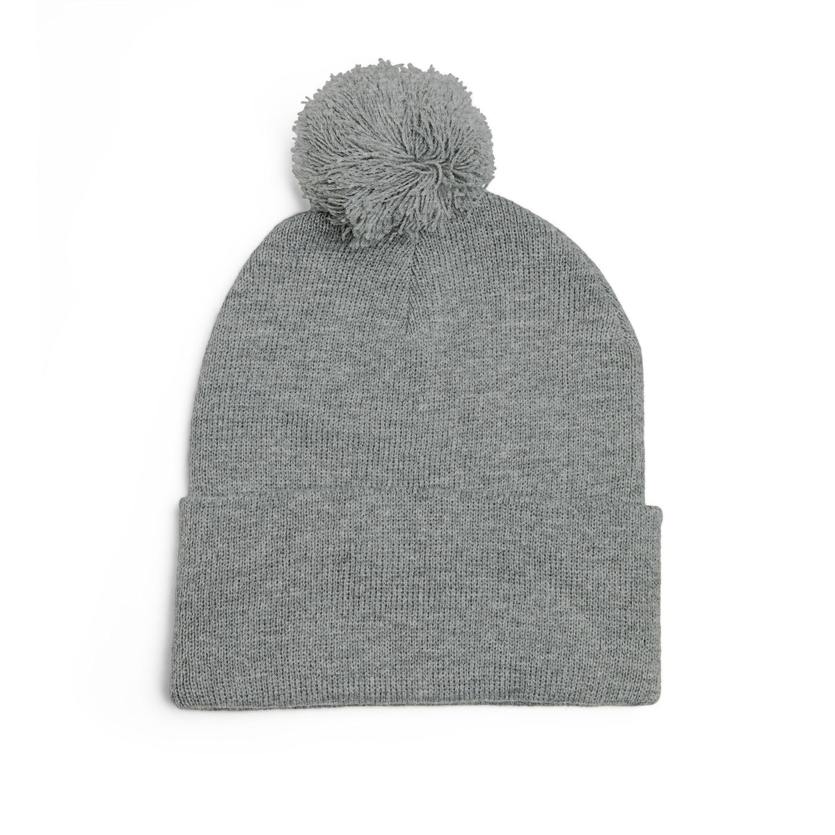 Embroidered Matchstick Pom-Pom Knit Cap — Cozy Winter Beanie with Flame Patch